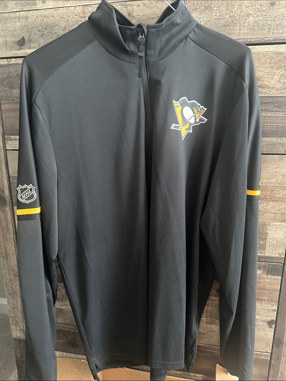 Pittsburgh Penguins NHL Black & Yellow Quarter-Zip Performance Jacket adidas
